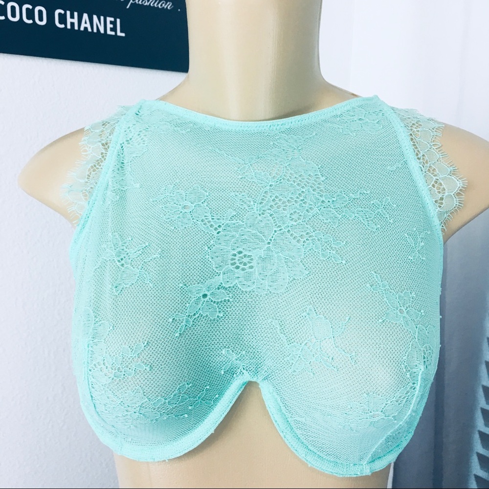 Victoria’s Secret Pastel Mint mesh lace bra 32D - Picture 4 of 10